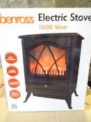 1 x Benross Electric 1800 Watt Stove Fire. Free standing, 2 heat settings, adjustable thermostat,