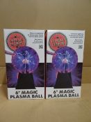 2 x Global Gizmos 6 Inch Magic Plasma Balls. Direct the lightning by passing your hands over the