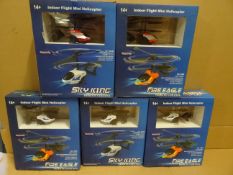 5 x Sky King/Fire Eagle 2 Channel Remote Control Indoor Mini Helicopter. Full Assembled ready to