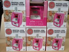 6 x Global Gizmos Digital ATM Money Bank. Manage your money with your own personal ATM! Calculates