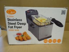 1 x Quest 3 Litre Stainless Steel Deep Fat Fryer. 2000 Watt, Adjustable temperature control,