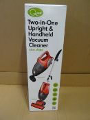 1 x Quest Two in One Upright & Handheld Vacuum Cleaner. 800 Wat. Shoulder strap, no bag required,