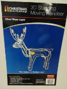 1 x The Christmas Workshop 3D Standing Moving Raindeer Clear Rope light. For indoor and outdoor use.
