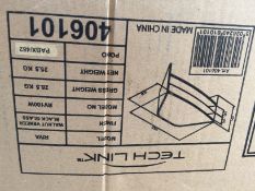 Tech Link Riva Walnut Veneer Black Glass TV/Media Stand.  GRADE: New	No Reserve