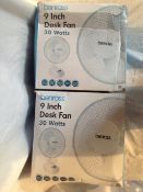 2 X Benross 9 Inch  Desk Fans _  RRP  £16.99 EACH _Customer return_Boxed_Unchecked. NO VAT ON THIS