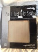 2 X ANIKA Wooden Toilet seats_ Brand New_ 1 x Mahogany & 1 x Pine effect- Chrome plated- quick and