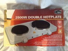 Double Hotplate, 2500 Watt, RRP  £32.49  _Customer return_Boxed_Unchecked. NO VAT ON THIS ITEM__