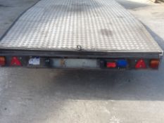 Ifor Williams Beavertail trailer
LM166 B/T
S/N 252514 C/W Ramp
Winch & Spare Tyre. Metal floor