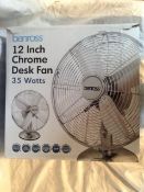 Benross 12 Inch Chrome Desk Fan _  RRP  £19.99_Customer return_Boxed_Unchecked. NO VAT ON THIS