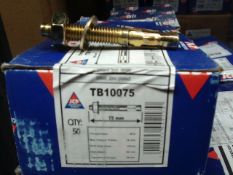 5 x boxes of Through Bolt - TB10075 , anchor length 75mm - brand new - 50pcs per box - 250pcs -