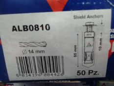 5 x boxes Shield Anchor  - ALB 0810 - brand new - anchor length 100mm - 50pcs per box  - 250pcs -