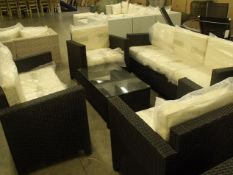 Large 5 piece Black Pu rattan sofa set