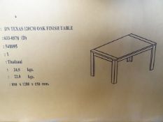 1 x Pallet to contain 5 x Texas 120CM Oak Finish Dining Tables. Brand new and Boxed. Very high
