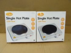 2 x Quest Single Hot Plates. 1500 Watt. Skid Proof feet, thermostatically controlled, overheat