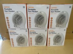 6 x Benross Portable Fan heaters. 2000 Watt, 2 Heat Settings, Instant cool air, carry handle,