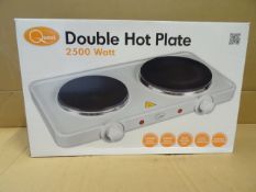 1 x Quest 2500 Watt Double Hot Plate. 1500w large hot plate, 1000w small hotplate, skid proof