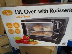 1 x Quest 18L Oven with Rotisserie 1280W. Auto Shut off, 60 minute timer, stainless steel heating