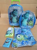 24 x Disney Monsters University 5 Piece Kids Luggage sets. Each includes wheeled holdall, back pack,