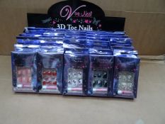 60 x Viva nail. 3D Toe Nail Kits. Easy and simple to apply and remove! Various designs and styles,