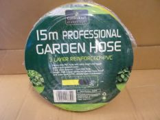 2 x Garden Kraft 15M Professional Garden Hose. 3 Layer Reinforces PVC. Heavy dute, 7 bar work