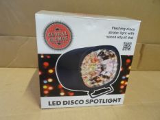 1 x Global Gizmos LED Disco Spot light. Flashing Disco strobe light with speed adjust dial! 65 LED