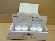 11 x Packs of 4 Anika LED Tea lights, batter powered with flickering LED Flame. Batteries