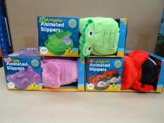 24 x Brite Power Animated Slippers (Piggy, Ladybird and Aligator) Designs and Sizes May Vary!