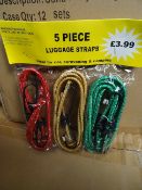 36 x Packs of 5 Piece Luggage Straps. Price Marked at £3.99 Per Pack! Total RRP Value £143.64!