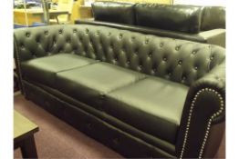 Brand New & Boxed 3 Seater Chesterfield Matt Black Faux Leather Upholstery Great Quality size