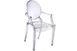 6 x  louis Style Ghost Chair Armed Brand New & Boxed 100% polycarbonate Single injection Moulded