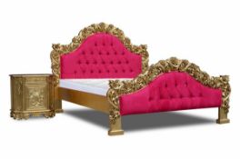 Rose du Chantilly Bed - Gold and Cherry Blossom Pink -  Queen