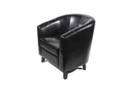 Pair of Contract Quality Tub Chairs in Black Faux Leather Excellent Quality Brand New & Boxed Full