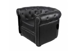 Brand New & Boxed Single Seater Chesterfield Matt Black Faux Leather Upholstery Great Quality size