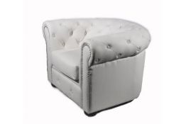 Brand New & Boxed Single Seater Chesterfield Matt White Faux Leather Upholstery Great Quality size