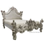 Royal Fortune Montespan Bed - Silver Leaf - Queen