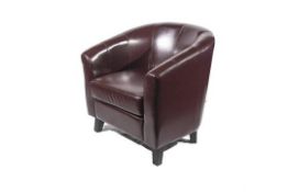 Pair of Contract Quality Tub Chairs in Brown Faux Leather Excellent Quality Brand New & Boxed Full