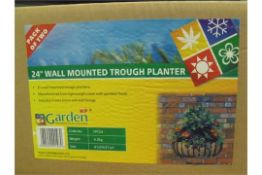 4 x 24in Wrought Iron Wall Mounted Trough Planters complete with coco liners