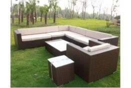 Brand New Executive  8 pc Contract Quality Corner Sofa Set with Coffee & Side table Brown PU All;