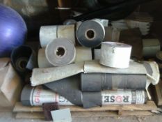 Large quantity on 2x pallets of assorted roofing seal products - various sizes on rolls. Over £