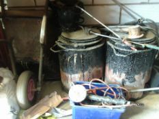 2 bitumen melting pots + all accessories heaters, drip tray - as pictured