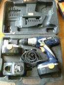 Titan 18V power drill driver with 2 batts & charger in carry case