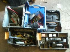 large assortment of mixed workmans tools as pictured