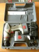 14.4 V cordless drill, 2 batteries & charger in carry case