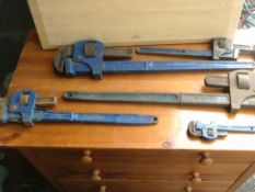 Set of drop forge steel Stillson spanner wrenches, heavy duty weight