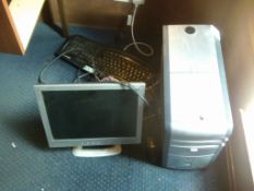 computer, flat screen monitor & keyboard