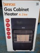 1 x Benross Gas Cabinet Heater. 4.1Kw, 3 Heat Settings. Carry Handle, Energy saving, flame failure