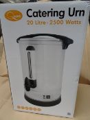 1 x Quest Catering Urn. 20 Litre, 2500 Watts. Safety dry/boil, stainless steel, water level gauge,