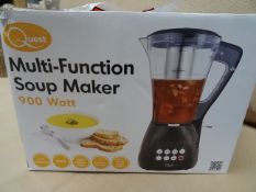 1 x Quest Multi function soup maker 900 watt. 1.7L Capacity, 900W, Skid proof feet, 7 function