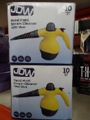 2 x 1000 Watt Hand Held Steam Cleaners. 10 Piece Sets. Pressurised Steam, No Chemicals Required,