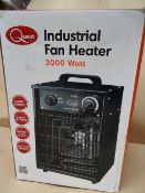 1 x Quest 3000 Watt Industrial Fan Heater. Carry Handle, 2 Heat Settings, Portable and easy to move,